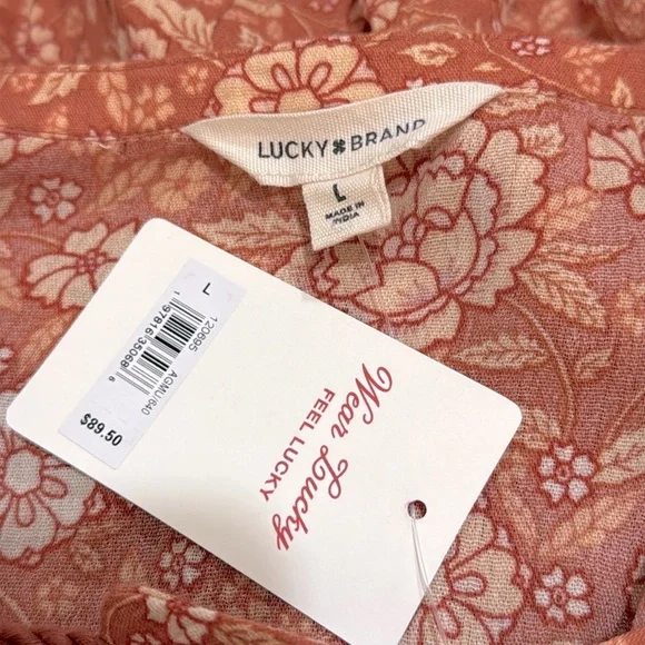 Lucky brand floral, long sleeve peasant top NWT - Picture 3 of 6